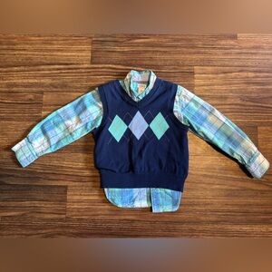 Carters 3T Plaid Shirt with Argyle Sweater Vest